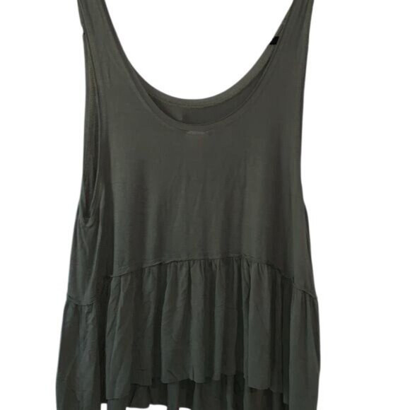 Green Tiered Sleeveless Tank Top Women's L - Picture 1 of 6